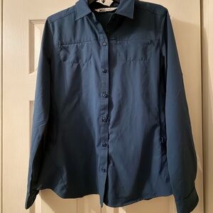 REI Women’s Nylon Deep Blue Button Down Fishing/Hiking Shirt Size M